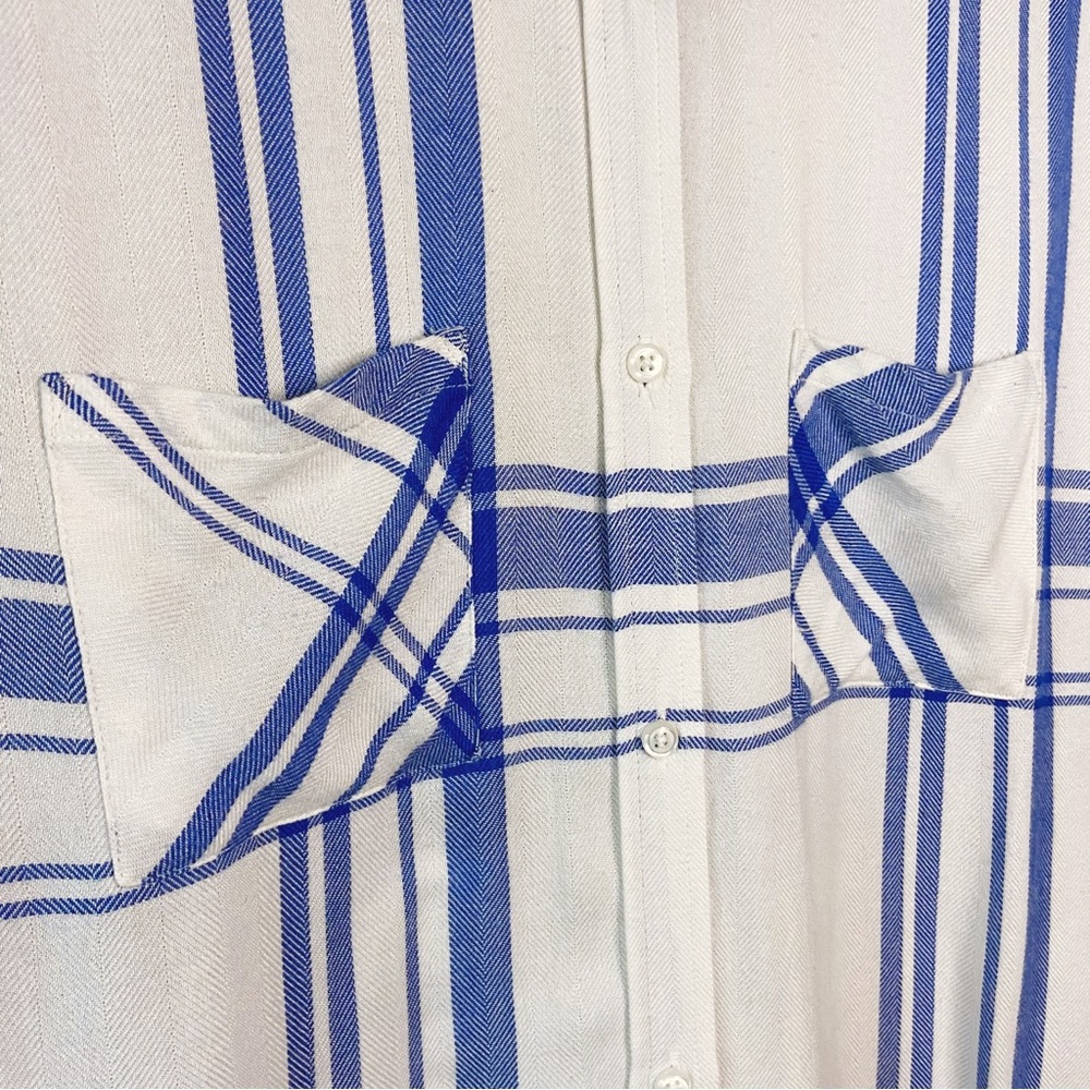 Rails White and Blue Short Sleeve Women's flannel plaid Top, Small, SOFT - Picture 9 of 15